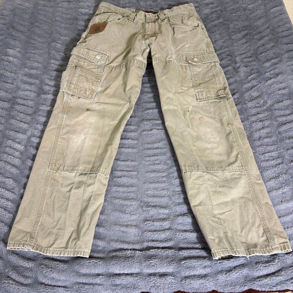 Wrangler Riggs Workwear Mens 34x32 Ripstop Ranger Cargo Pants Khaki 3W060BR
